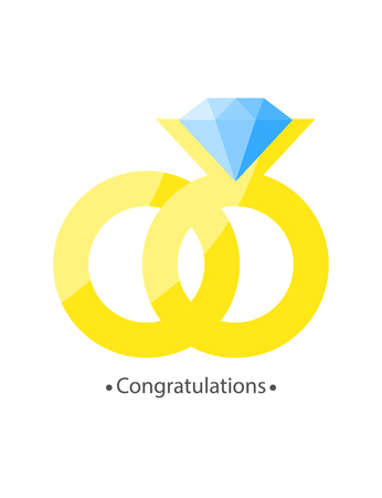 Simple design wedding rings with diamond. Flat design vector objectsのイラスト素材
