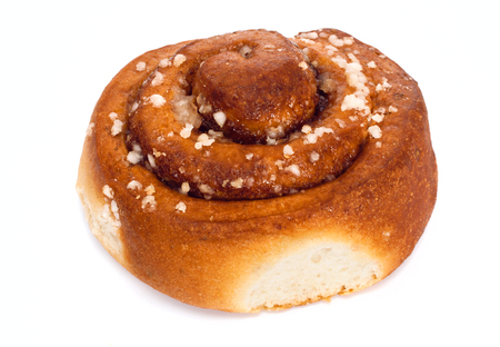 Cinnamon roll on white background. Selective focus.の写真素材