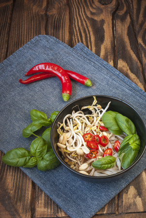 Vegetarian vietnamese style soup pho. Traditional asian cuisine.の写真素材