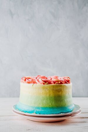 Closeup of colorful vegan cake, selective focusの写真素材