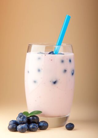Blueberry yogurt. Fresh yogurt. Healthy food concept. の写真素材