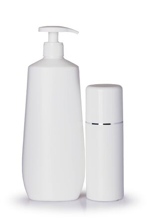 Plastic container for cosmetics isolated on white background. From the way.
の写真素材