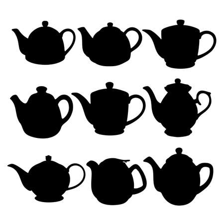 Teapots for making tea in the set. Vector image.のイラスト素材