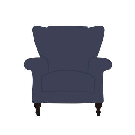 The blue chair is comfortable and soft. Vector image.のイラスト素材