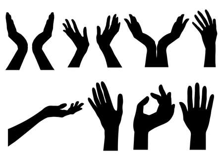 Hands in the set. Vector image.のイラスト素材