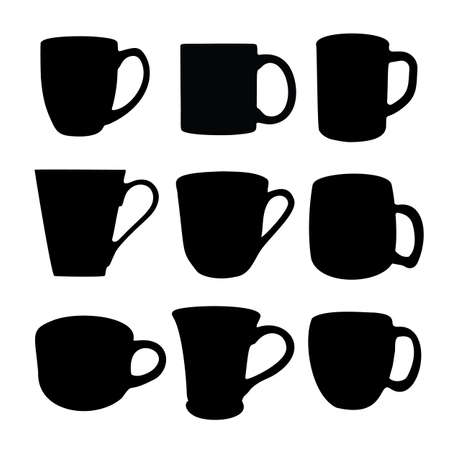 Mugs and cups in the set. Vector image.のイラスト素材