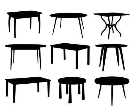 The tables are rectangular and round for the kitchen and living room. Vector image.のイラスト素材