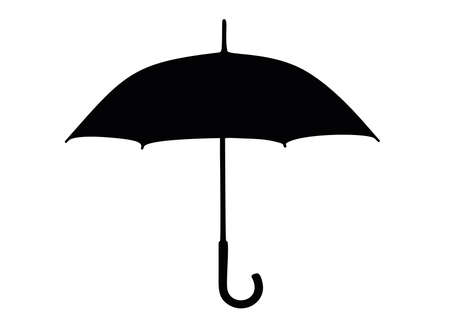 Umbrella in the unfolded form with a rounded handle.のイラスト素材