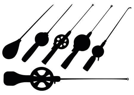 Winter fishing rods in the set.のイラスト素材