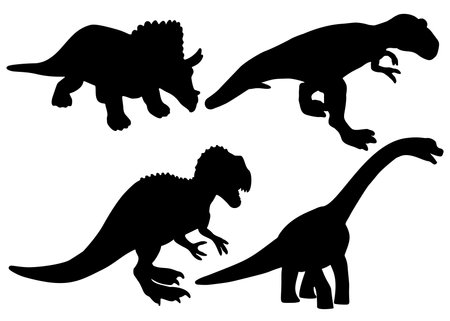 Dinosaurs in the set Brontosaurus, Tyrannosaurus, Triceratops and Titanosaurus.のイラスト素材