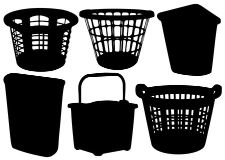 Household and laundry baskets in the set.のイラスト素材
