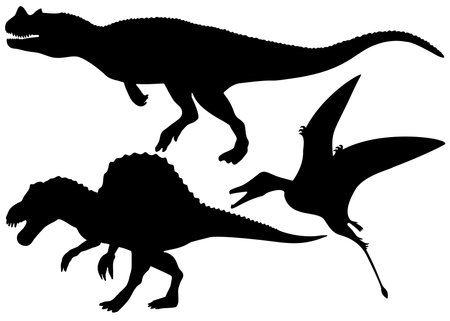 Dinosaurs ceratosaurus, spinosaurus, pterosaurs in the set.のイラスト素材