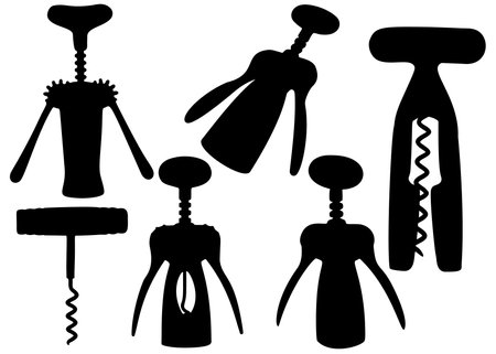 Corkscrews and openers for wine and other bottles of alcohol.のイラスト素材