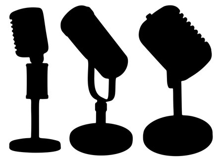 Stand-alone microphones for singing and speaking in a set.のイラスト素材