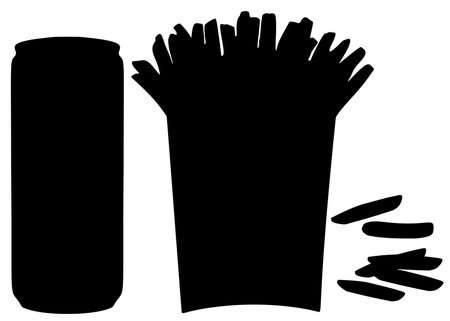 French fries and a can of sweet water in the set.のイラスト素材