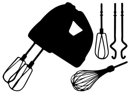 Kitchen mixer for preparing food with attachments in the set.のイラスト素材