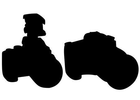 Cameras are small in the set. Vector image.のイラスト素材
