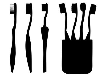 Toothbrushes for everyday care in a set. Vector image.のイラスト素材
