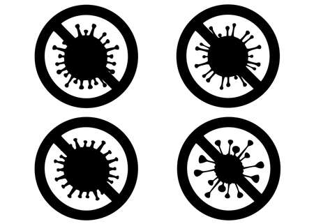 Coronaviruses in the form of prohibition signs in the set.のイラスト素材