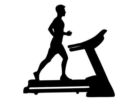 Man on a treadmill. Vector image.のイラスト素材
