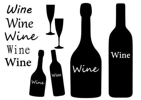 Wine in bottles with an inscription in the set. Vector image.のイラスト素材