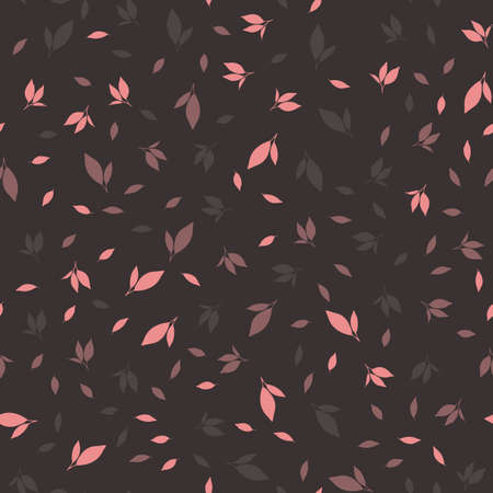 Pattern with leaves on a brown background. Vector image.のイラスト素材