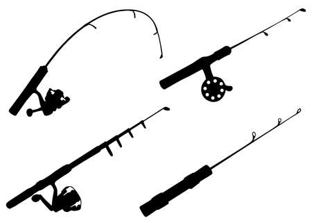 Spinning rod set. Vector image.のイラスト素材