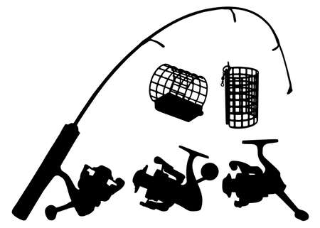 A set of fishing tackle for catching fish. Vector image.のイラスト素材