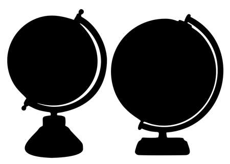 Large globes on a stand in the set. Vector image.のイラスト素材