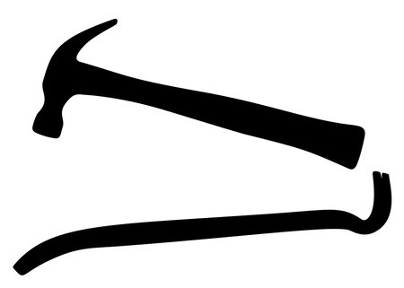 Nail remover and hammer for renovation work. Vector image.のイラスト素材