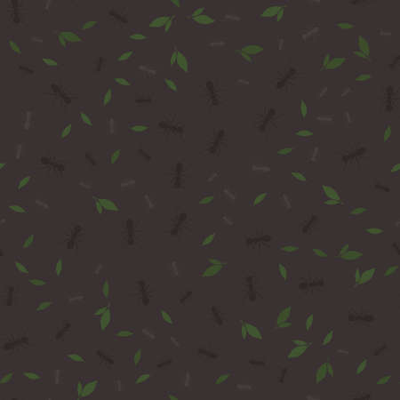 Beautiful patern ants on a brown background. Vector image.のイラスト素材