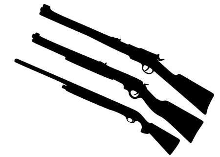 Hunting shotguns in a set. Vector image.のイラスト素材
