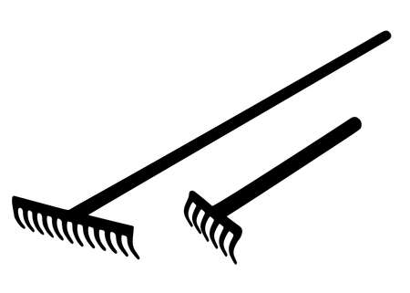Garden rakes big and small. Vector image.のイラスト素材