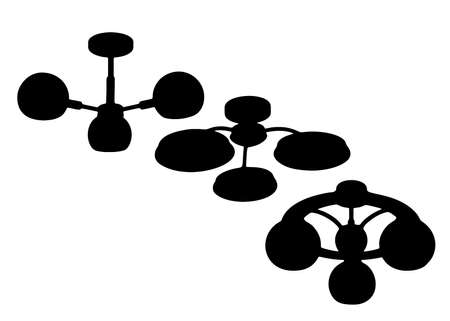 Hanging chandeliers for the room and kitchen included. Vector image.のイラスト素材