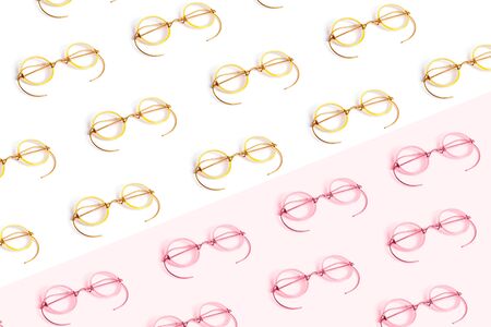Pattern of golden and pink old fashion glassesの写真素材