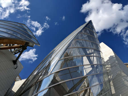 PARIS, FRANCE - August, 8, 2019. The Building of the Louis Vuitton Foundation in Paris.のeditorial素材