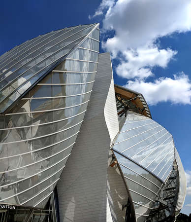 PARIS, FRANCE - August, 8, 2019. The Building of the Louis Vuitton Foundation in Paris.