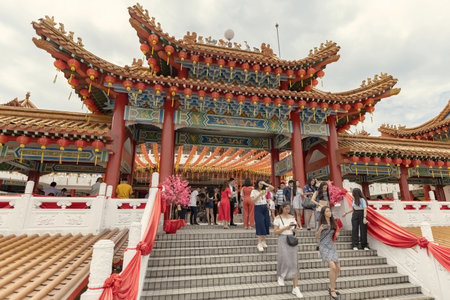 Thean Hou temple exterior detail, traditional chinese temple in Kuala Lumpur Malaysiaのeditorial素材