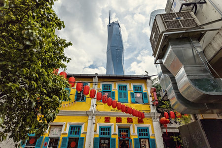 Kwai Chai Hong art street with chinese lanterns in Kuala Lumpur Chinatown, Malaysia