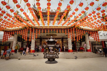 Thean Hou temple exterior detail, traditional chinese temple in Kuala Lumpur Malaysiaのeditorial素材