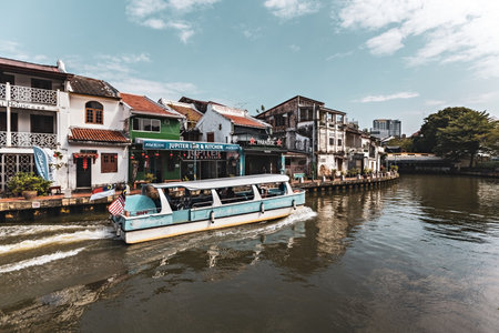 River cruise on the Melaka river in the historical town of Melaka Malaysia