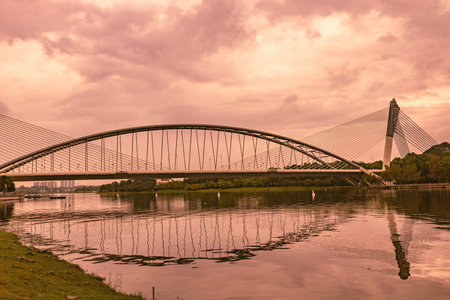 Putrajaya riverside and bridge Malaysiaの写真素材