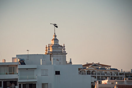 Traditional houses anfd portugese architecture of Albufeira Old town, Algarve, Portugalの写真素材