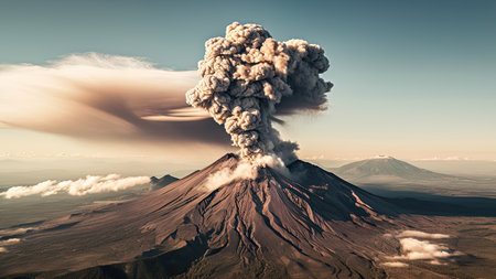 Volcano eruption distant viewの素材