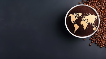 International coffee day coffee banner global coffee productionの素材