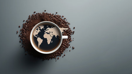 International coffee day coffee banner global coffee productionの素材