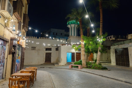 The historic Hanafi mosque in Jeddah od town Saudi Arabiaのeditorial素材