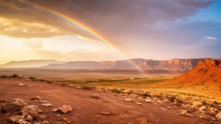 Rainbow in the desert sunny dayの素材