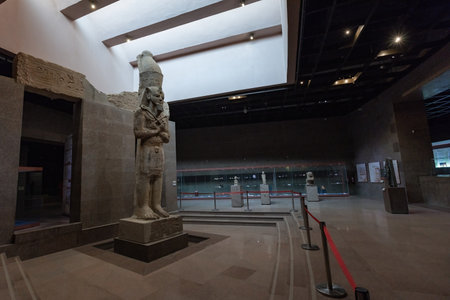 Ancient artifacts collection at Nubian Museum in Aswan Upper Egypt. Stone pharaon statue