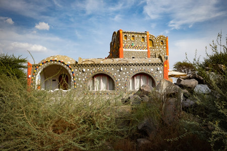 Nubian village traditional house colorful old house in Aswan Egyptのeditorial素材